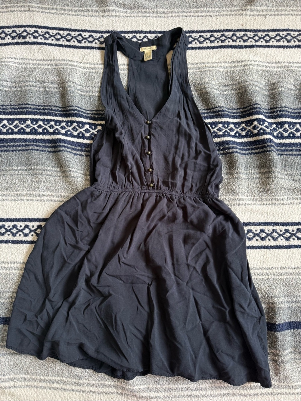 Y2K Forever 21Button-Front Racerback Dress in Dark Navy Size L